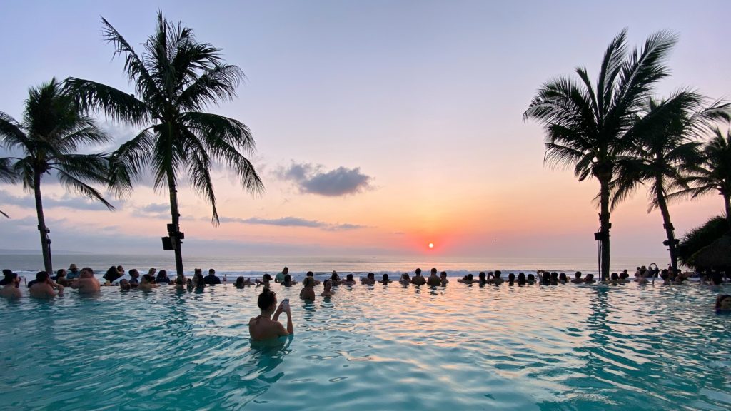 Sunset at a Bali beach club
