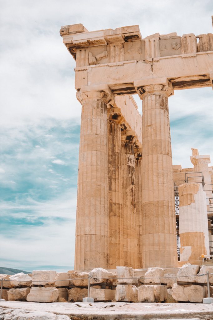 Pillars of the Parthenon in Athens, Greece 