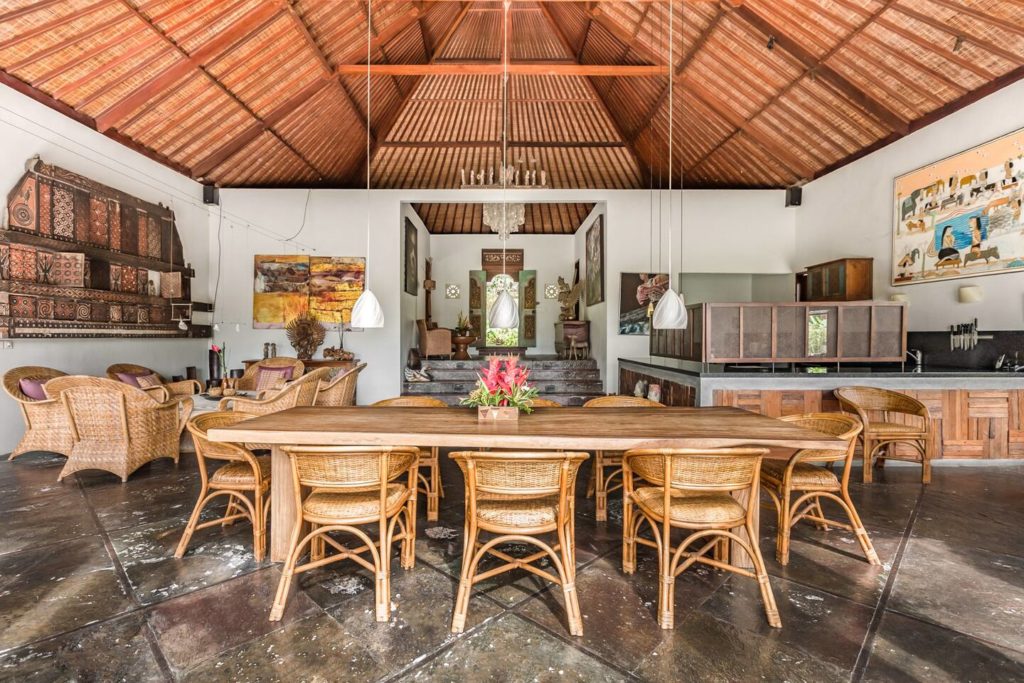Dining room of Villa Bayad, a luxury Airbnb in Bali