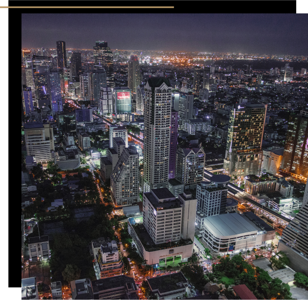 Night time aerial view of Bangkok, Thailand