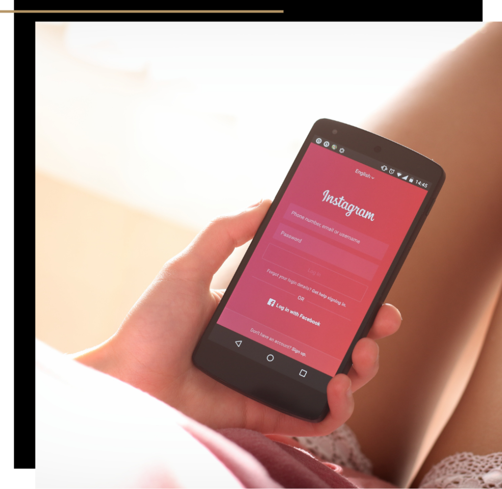A smartphone with the Instagram login page open
