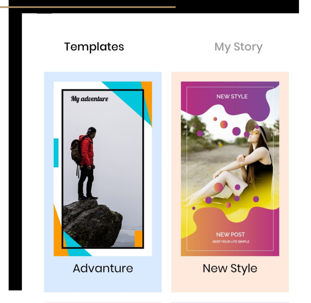 Screenshot of Unum story templates
