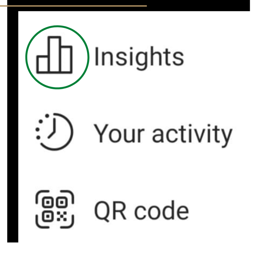 Instagram insights icon circled in green