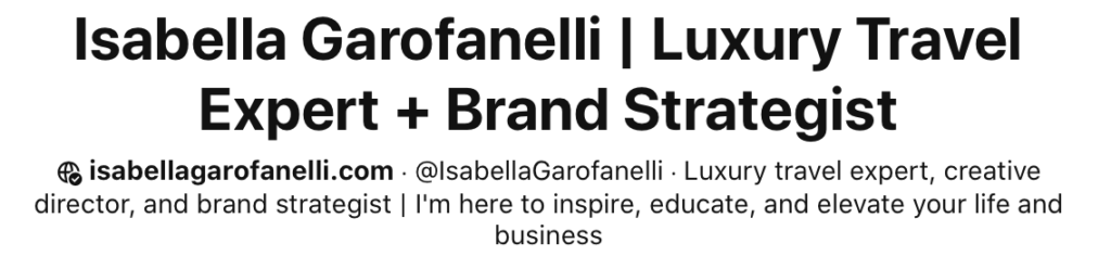 Isabella Garofanelli | Luxury Travel Expert + Brand Strategist

@IsabellaGarofanelli·Luxury travel expert, creative director, and brand strategist | I'm here to inspire, educate, and elevate your life and business