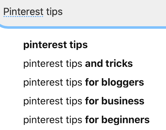 Pinterest search bar example searching Pinterest tips