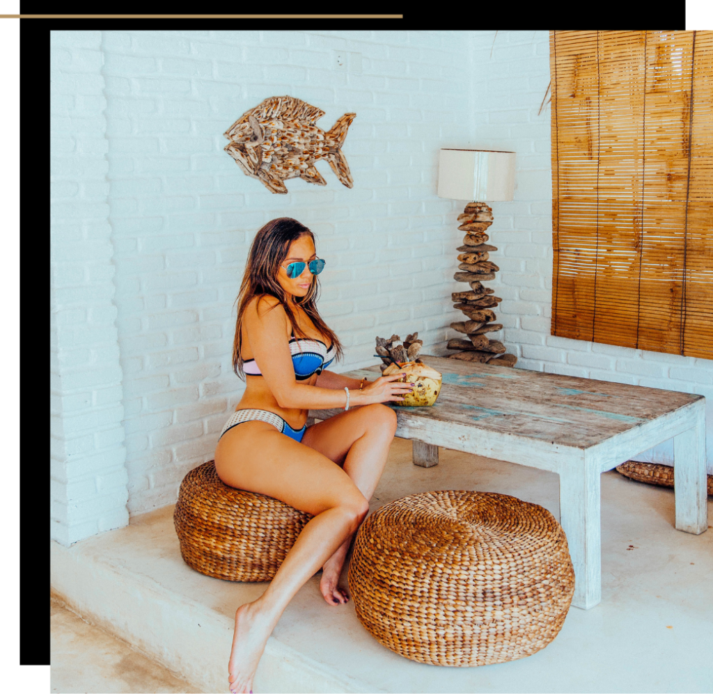 Isabella in a bikini in Canggu, one of The Best Cities in Asia for Digital Nomads