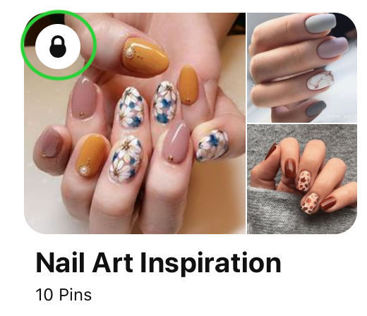 A secret nail inspiration board on Pinterest