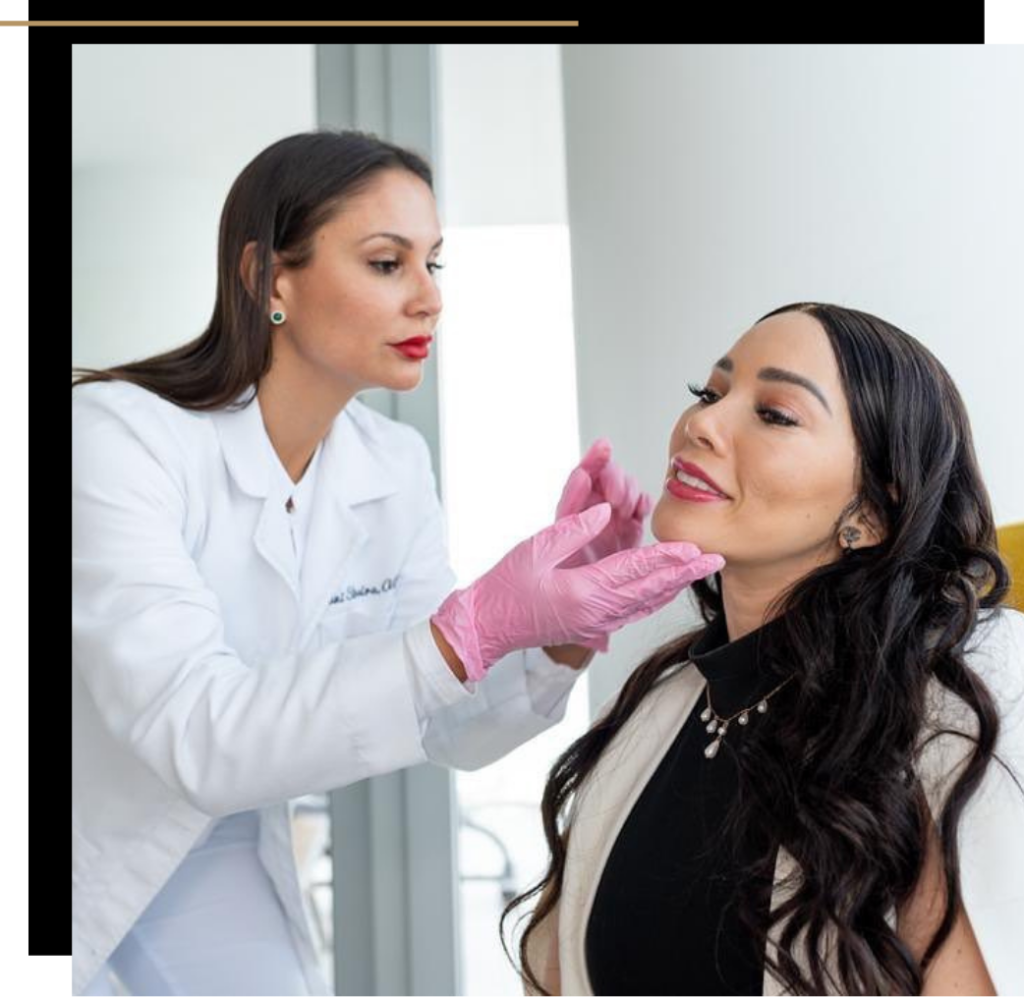 Iani injecting Isabella's face with sculpting dermal filler 
