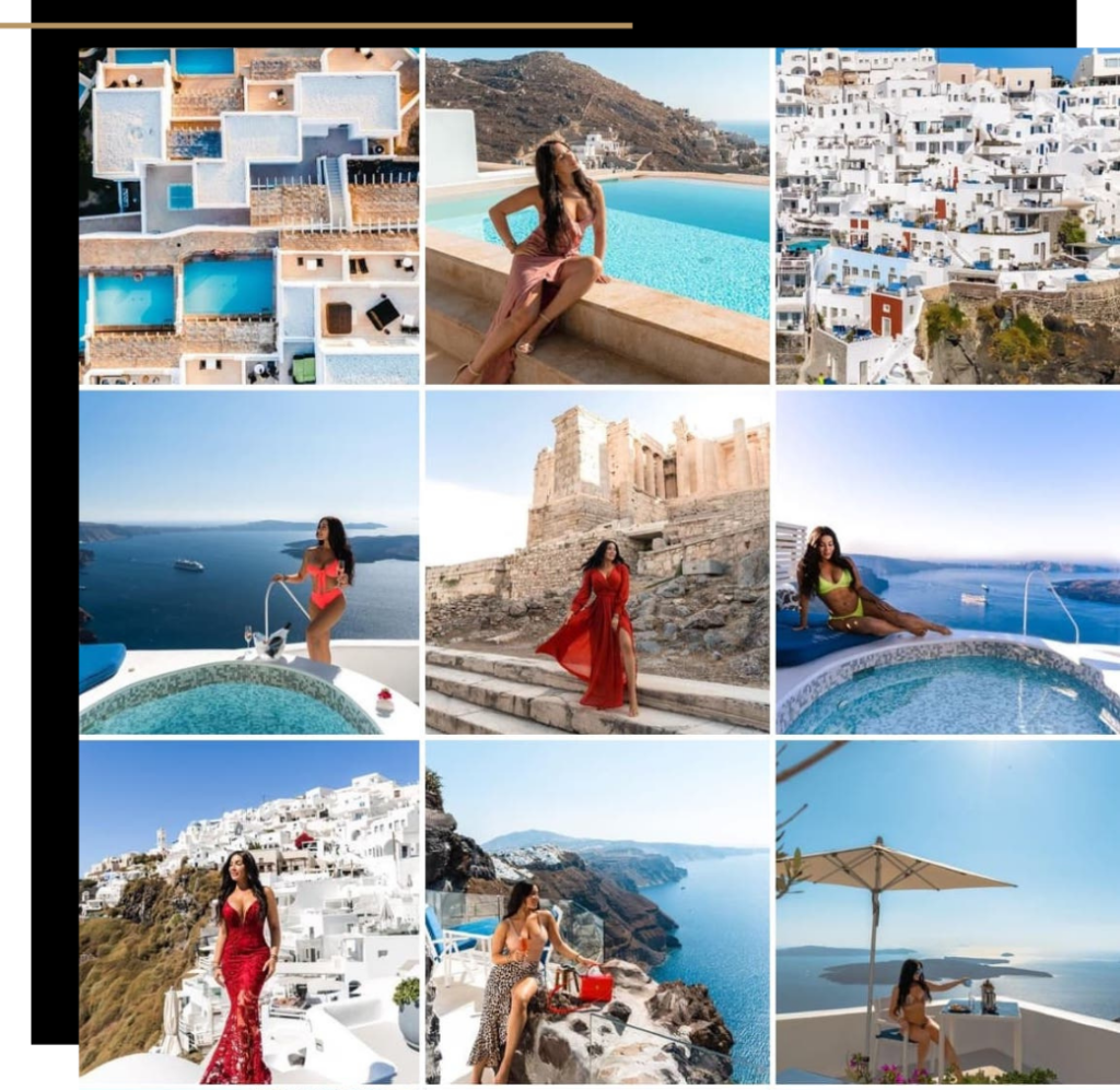 Isabella's Instagram feed showcasing Greece content