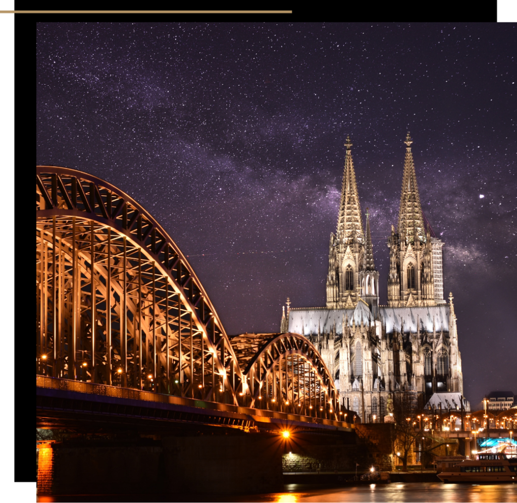 The cathedral in Cologne, Germany where one of the best Christmas markets in Europe is held 