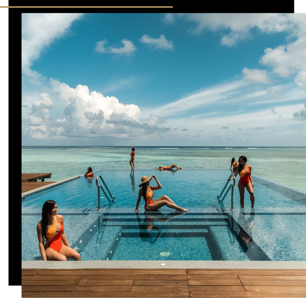 Multiple versions of Isabella in the pool at Pullman Maldives