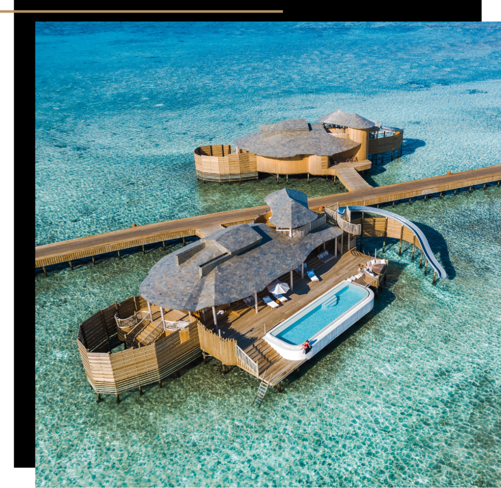 Soneva Fushi overwater villas, one of the best Destinations for Wellness Content Creators