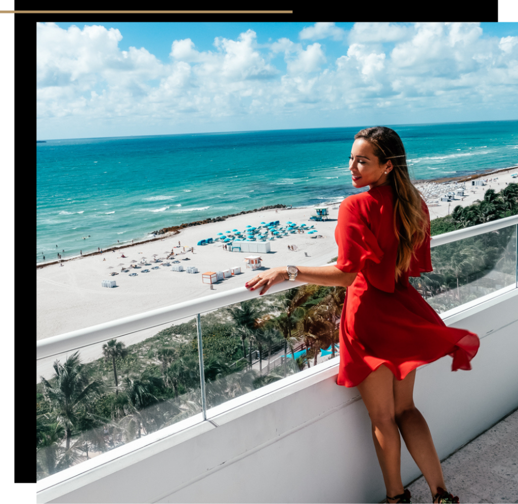 Isabella on the balcony at the Faena hotel in Miami