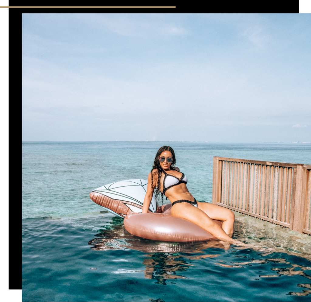 Isabella in a floating diamond ring in Jumeirah Maldives