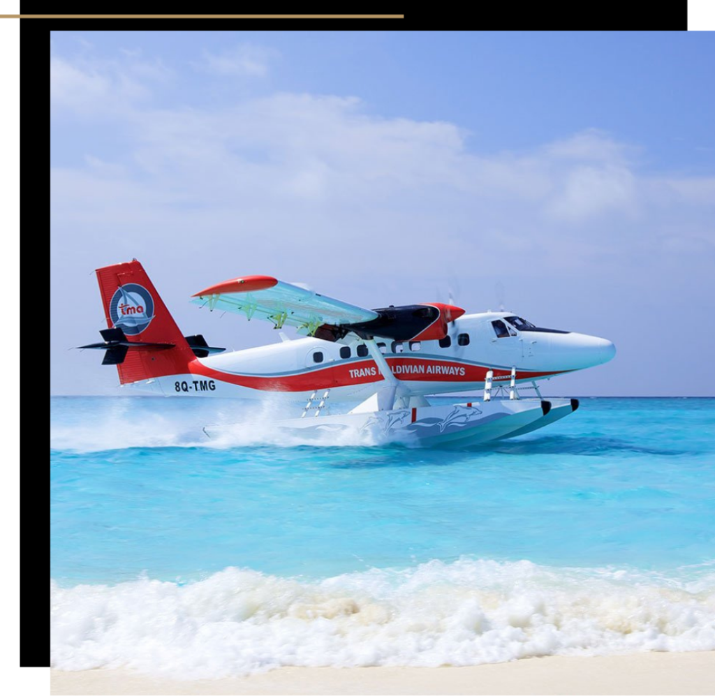 Trans Maldivian Airways plane landing on water 